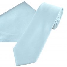 Plain Dusky Slate Blue Men's Satin Tie & Pocket Square Handkerchief Set