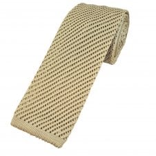 Plain Ecru Men's Patterned Knitted Tie by Lupi Romani
