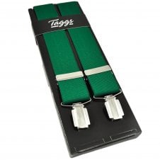 Plain Emerald Green Men's Luxury Trouser Braces with Silver Clips 