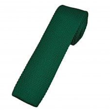 Plain Forest Green Men's Skinny Knitted Tie