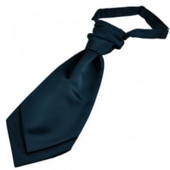 Plain French Navy Blue Men's Scrunchie Ruche Wedding Cravat