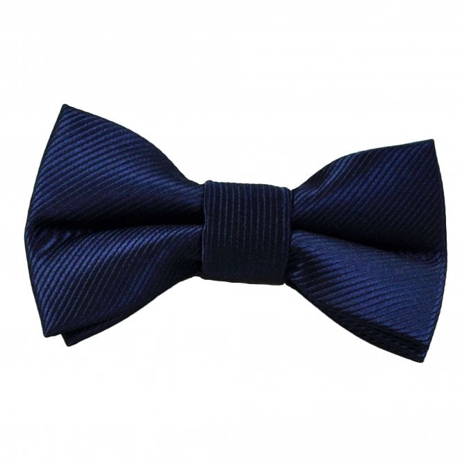 Plain French Navy Ribbed Boys Bow Tie