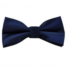 Plain French Navy Ribbed Men's Bow Tie