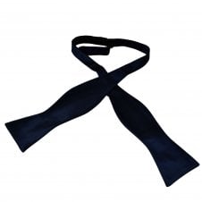 Plain French Navy Ribbed Men's Self Tie Bow Tie