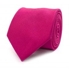 Plain Fuchsia Pink Men's Silk Tie by Tresanti