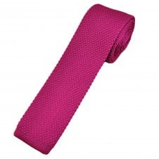 Plain Fuchsia Pink Men's Skinny Knitted Tie