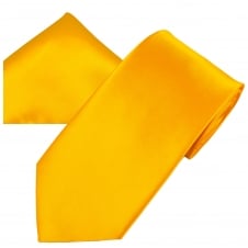 Plain Golden Yellow Men's Satin Tie & Pocket Square Handkerchief Set