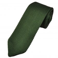 Plain Green Pointed End Men's Knitted Tie