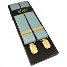 Plain Grey Men's Luxury Trouser Braces with Gold Clips