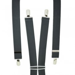 Plain Grey Men's Trouser Braces - Silver Clips