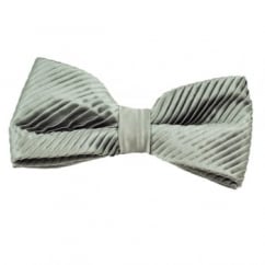 Plain Grey Silk Pleated Bow Tie