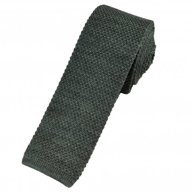 Plain Grey Wool Men's Knitted Tie 
