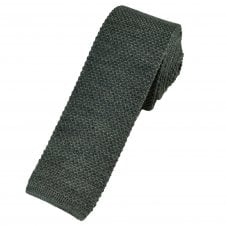 Plain Grey Wool Men's Knitted Tie 