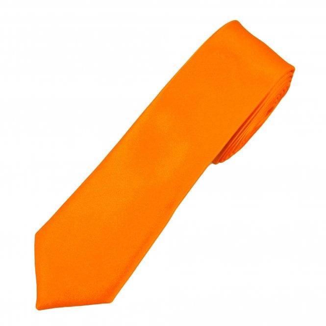 Plain Hot Orange Boys Skinny Tie