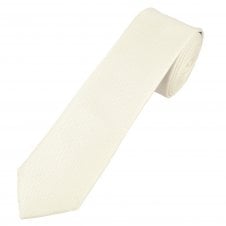 Plain Ivory Textured Boys Skinny Tie
