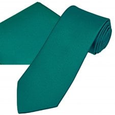 Plain Jade Green Men's Satin Tie & Pocket Square Handkerchief Set