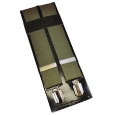 Plain Khaki Green Men's Luxury Trouser Braces