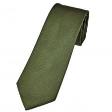 Plain Khaki Green Rib Textured Men's Luxury Silk Tie by Lupi Romani