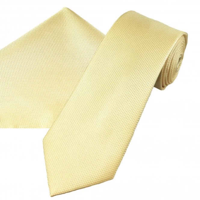 Plain Lemon Textured Men's Tie & Pocket Square Handkerchief Set