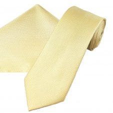 Plain Lemon Textured Men's Tie & Pocket Square Handkerchief Set