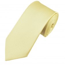 Plain Lemon Yellow Ribbed Men's Silk Tie