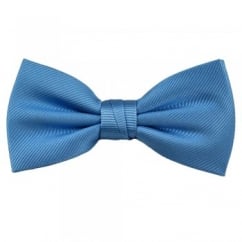 Plain Light Blue Ribbed Silk Bow Tie