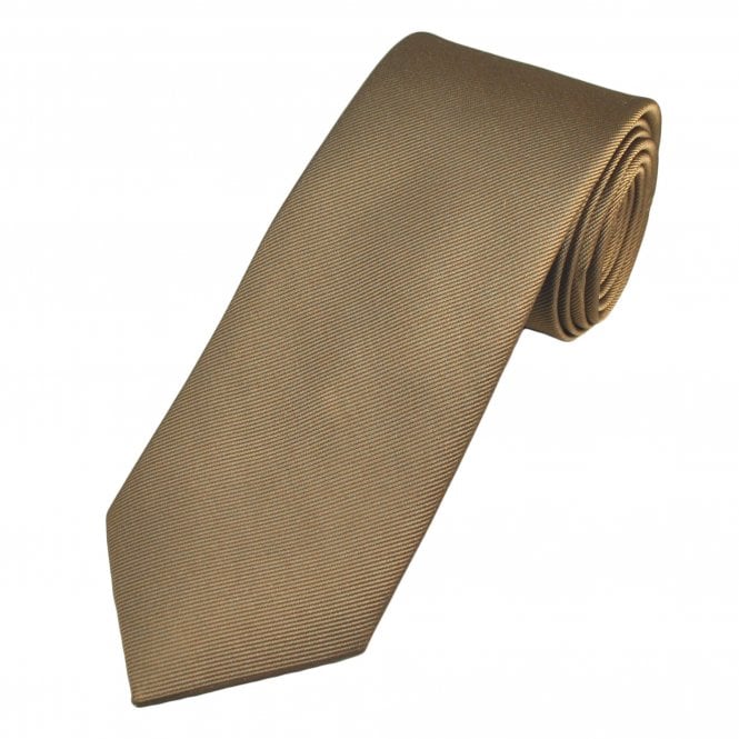 Plain Light Brown Men's Silk Tie by Tresanti