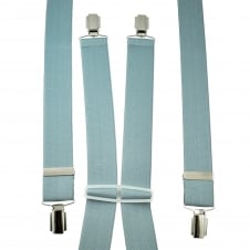 Plain Light Grey Men's Trouser Braces - Silver Clips