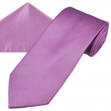 Plain Lilac Ribbed Men's Tie & Pocket Square Handkerchief Set