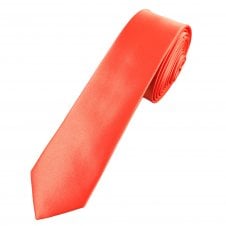 Plain Living Coral Boys Skinny Tie