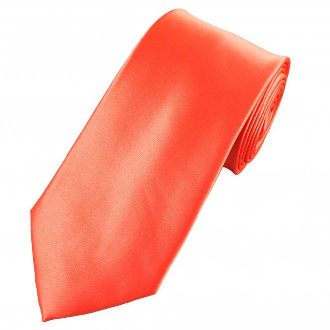 Plain Living Coral Men's Extra Long Tie