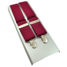 Plain Magenta Men's Luxury Trouser Braces with Silver Clips