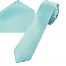 Plain Magic Mint Men's Skinny Tie & Pocket Square Handkerchief Set