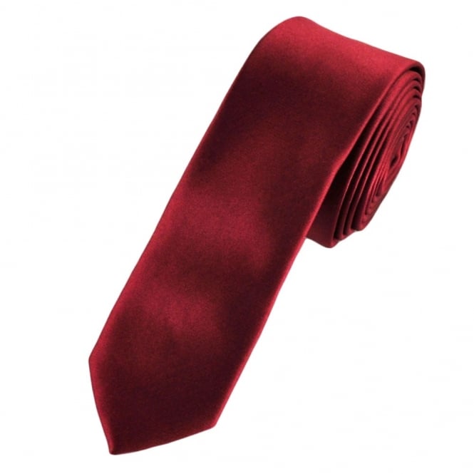 Plain Maroon Red Super Skinny Tie
