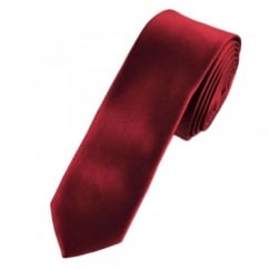 Plain Maroon Red Super Skinny Tie