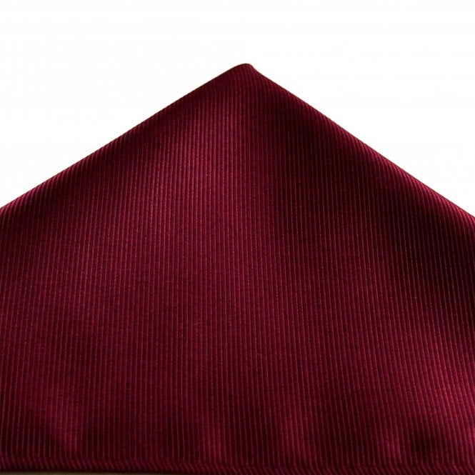 Plain Maroon Ribbed Pocket Square Handkerchief