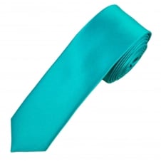 Plain Medium Turquoise Boys Skinny Tie