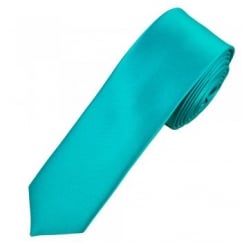 Plain Medium Turquoise Skinny Tie