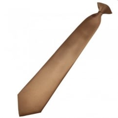 Plain Mid-Brown Clip-On Tie