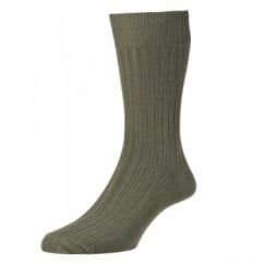 Plain Mid Grey Classic Rib Executive Men's Socks by HJ Hall