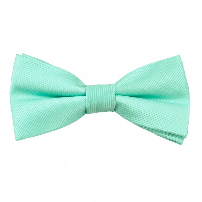 Plain Mint Green Ribbed Boys Bow Tie