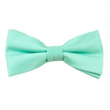 Plain Mint Green Ribbed Boys Bow Tie