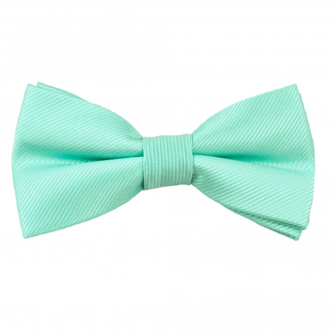 Plain Mint Green Ribbed Men's Bow Tie