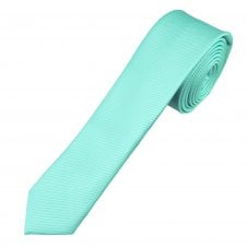 Plain Mint Green Ribbed Men's Skinny Tie