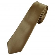 Plain Mocha Brown Boys Skinny Tie