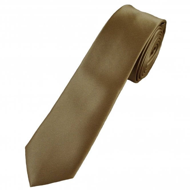 Plain Mocha Brown Men's Skinny Tie