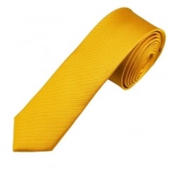 Plain Mustard Gold Silk Skinny Tie