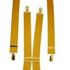 Plain Mustard Yellow Men's Trouser Braces - Gold Clips