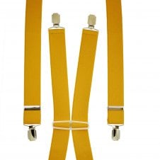 Plain Mustard Yellow Men's Trouser Braces - Silver Clips