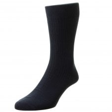 Plain Navy Blue 98% Cotton Men's Socks by HJ Hall